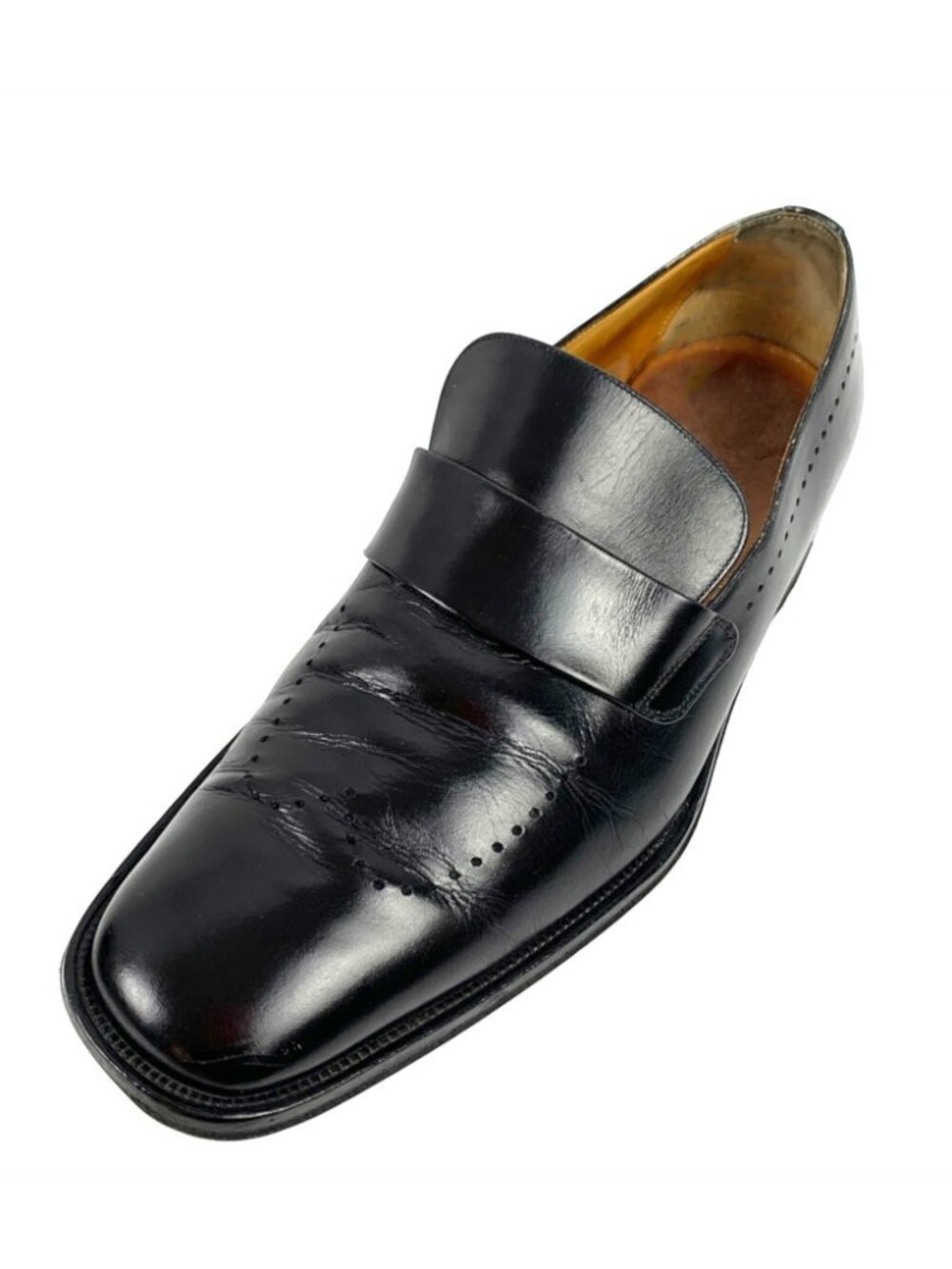 BALLY Toriel Black Leather Brogue Strap Slip on Dress Shoes